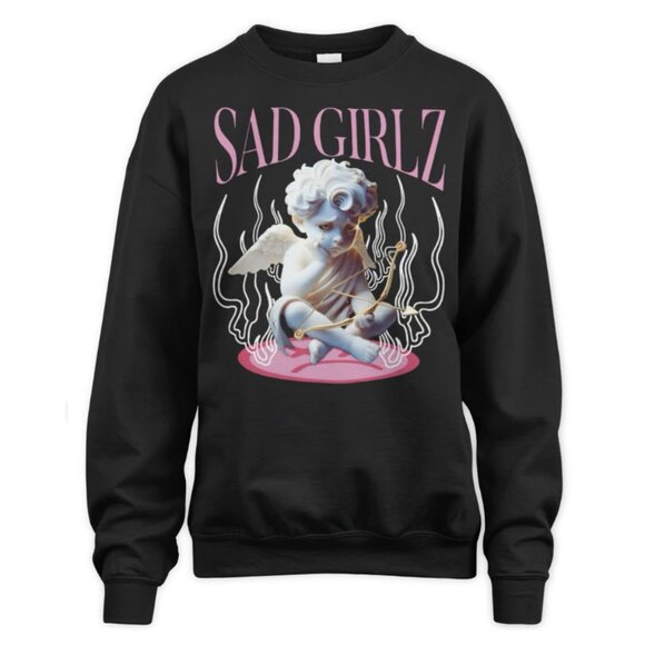 SAD BOYZ Sad Girlz Cherub Crewneck - Black - Picture 1 of 2